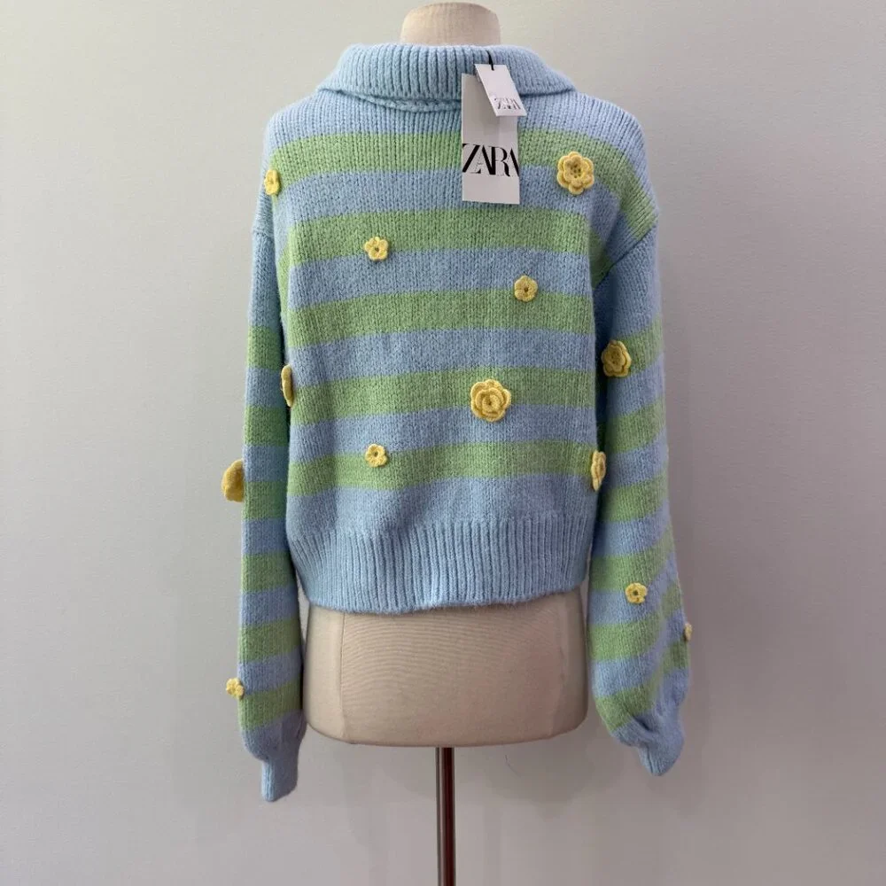 Zara Bloomstripe Sweater NWT Size Medium - Picture 6 of 7